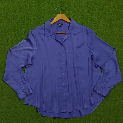 Periwinkle Blue Oversized Long Sleeve Shirt - Full View