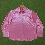 Pink Satin Oversized Button-Down Shirt