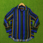 Multicolor Vertical Stripe Viscose Shirt - Full View