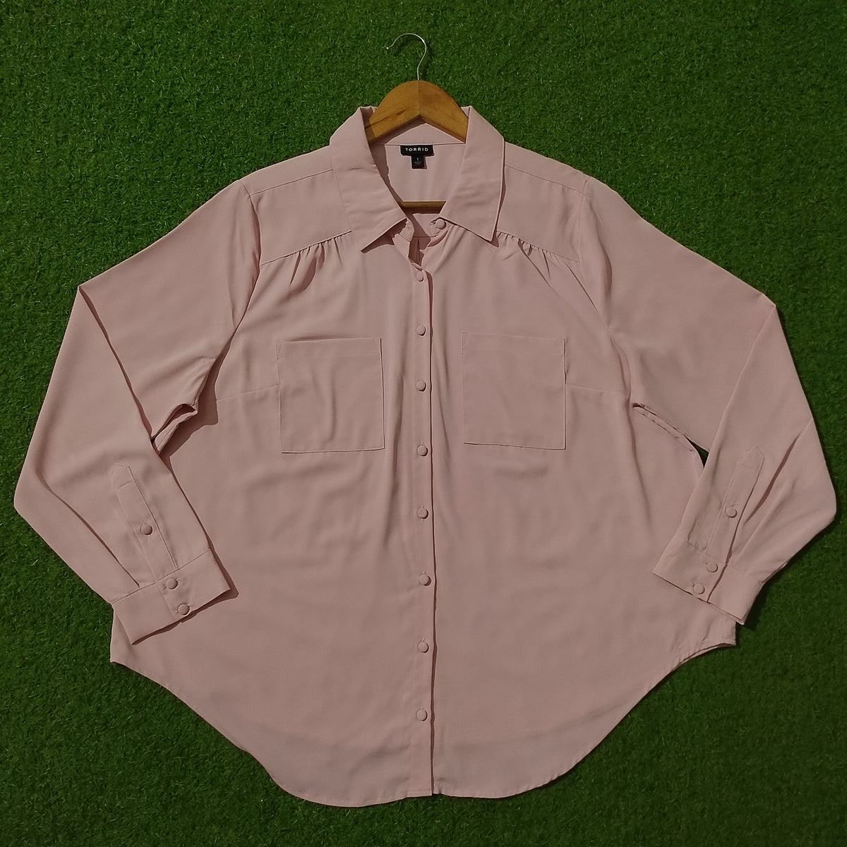 Blush Pink Baggy Chiffon Shirt - Full View