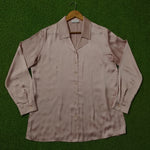 Dusty Pink Satin Button-Down Silk Shirt - Full View