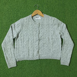 Grey cable knit crop cardigan - front view