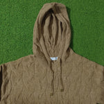 Camel cable knit hooded pullover sweater - hood detail
