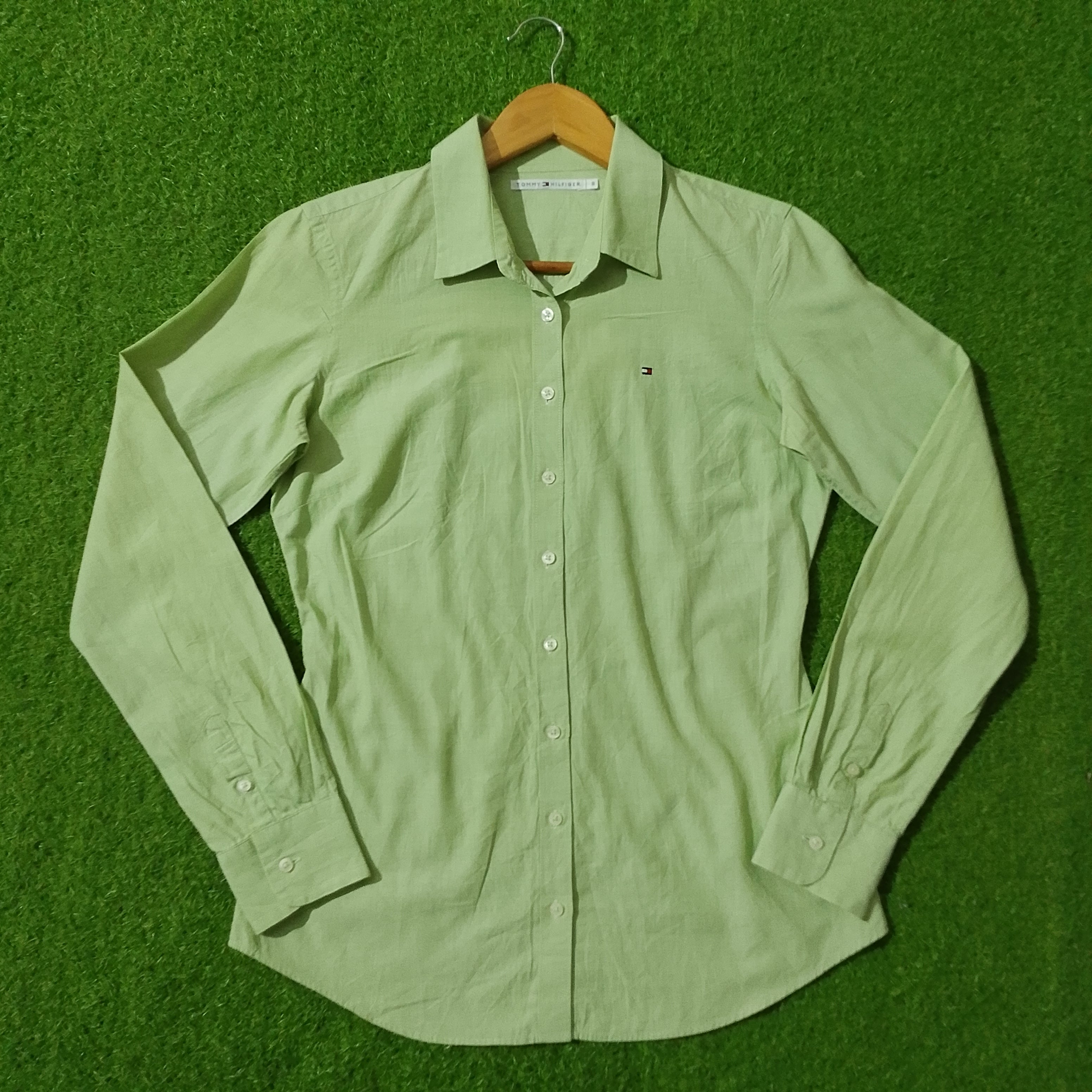 Light Green Full Sleeve Button-Down Shirt - Front View