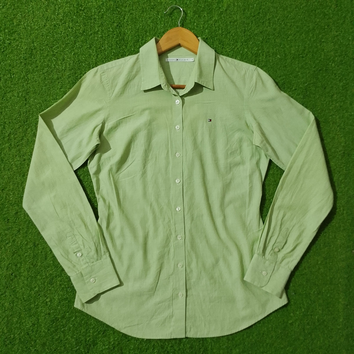 Light Green Full Sleeve Button-Down Shirt - Front View