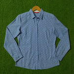 Blue Floral Print Full Sleeve Button-Down Shirt - Front View
