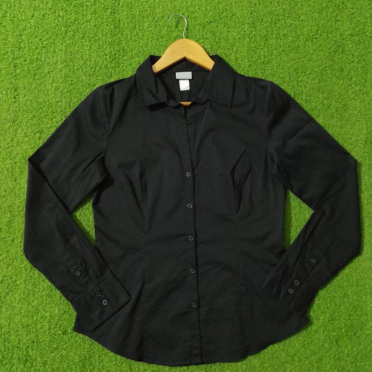 Black Full Sleeve Button-Down Shirt - Front View