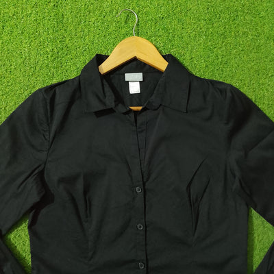 Black Full Sleeve Button-Down Shirt - Detail View - alternate view