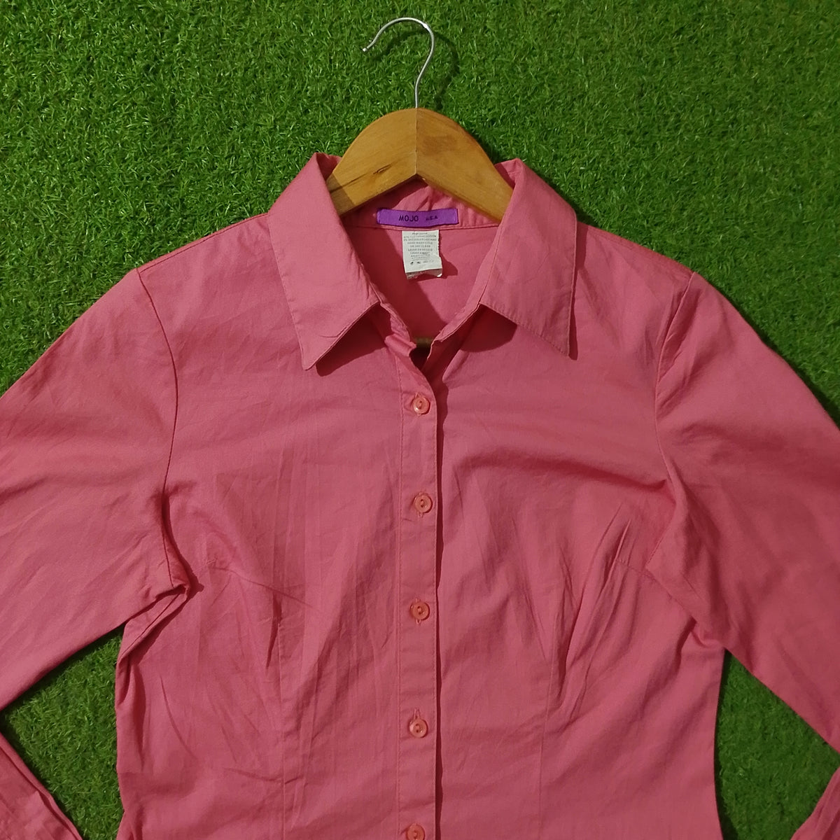 Pink Full Sleeve Button-Down Shirt - Detail View