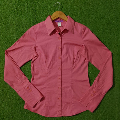 Pink Full Sleeve Button-Down Shirt - Front View