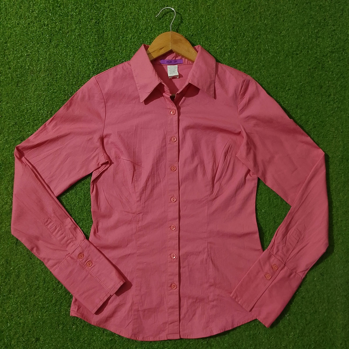 Pink Full Sleeve Button-Down Shirt - Front View