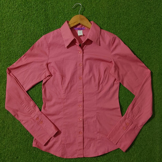Pink Full Sleeve Button-Down Shirt - Front View