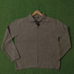 Mocha brown polo collar knit sweater - front view