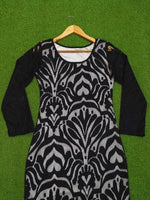 Black White Damask Print Net Bodycon Dress - Upper Body Detail