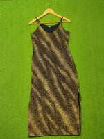 Black Gold Glitter Spaghetti Strap Bodycon Midi Dress