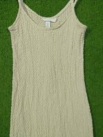 Cream Textured Spaghetti Strap Bodycon Maxi Dress - Texture Detail