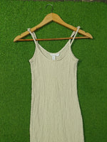 Cream Textured Spaghetti Strap Bodycon Maxi Dress