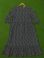 Black White Polka Dot Tiered Midi Dress - Full View