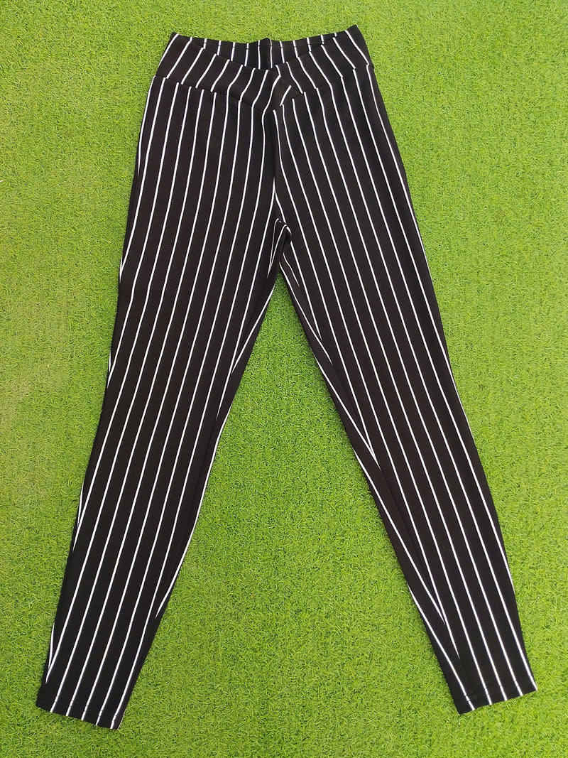 Shein black white pinstripe tapered trousers