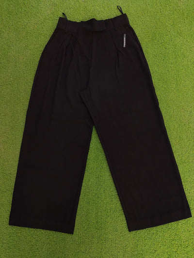 River Island black high rise wide leg trousers front view