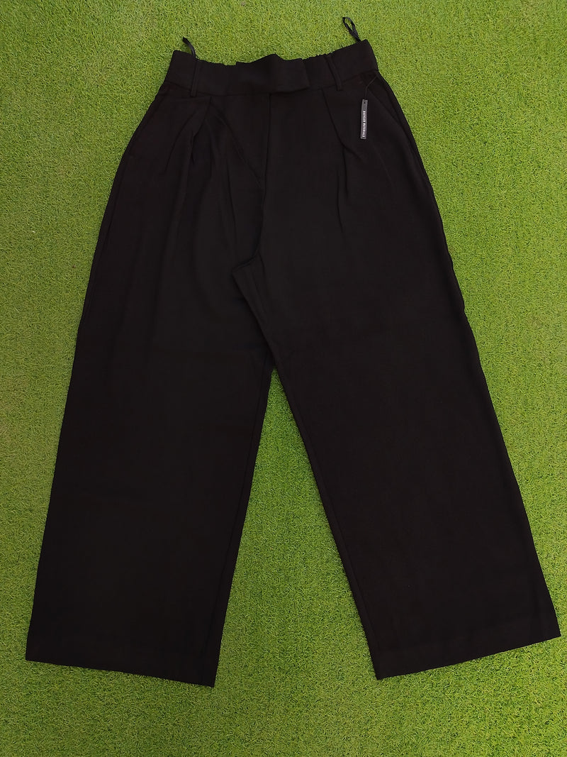 River Island black high rise wide leg trousers front view