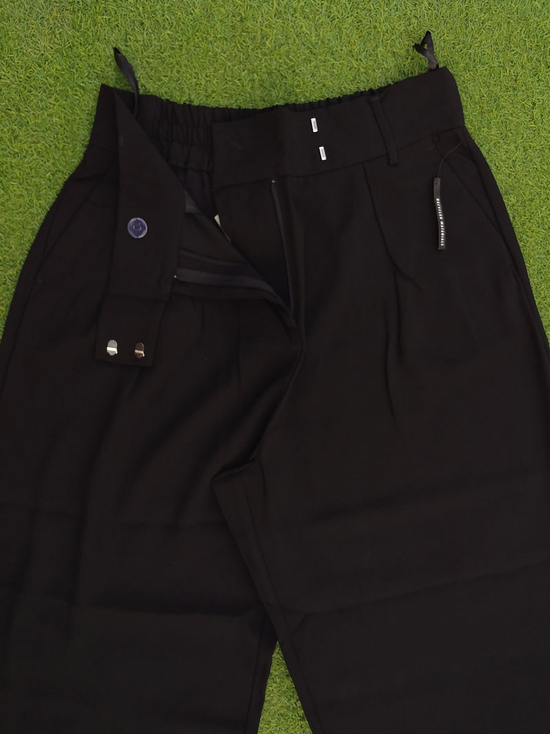 River Island black wide leg trousers waist and pocket detail