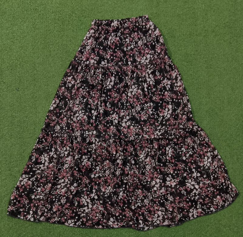 Floral Print Chiffon Maxi Skirt