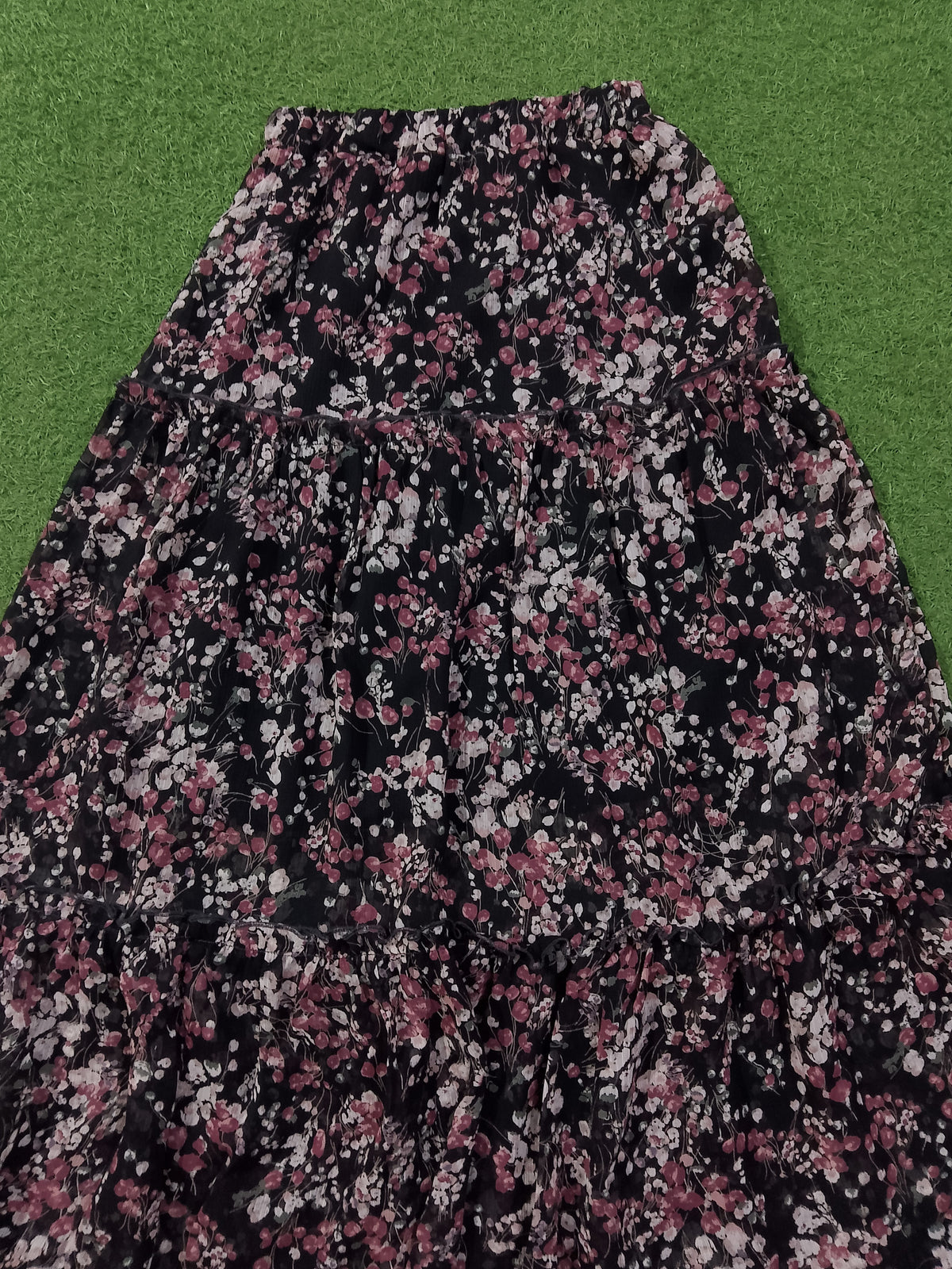 Floral Print Chiffon Maxi Skirt