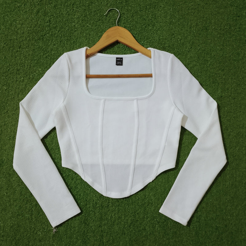 White Square Neck Corset Crop Top