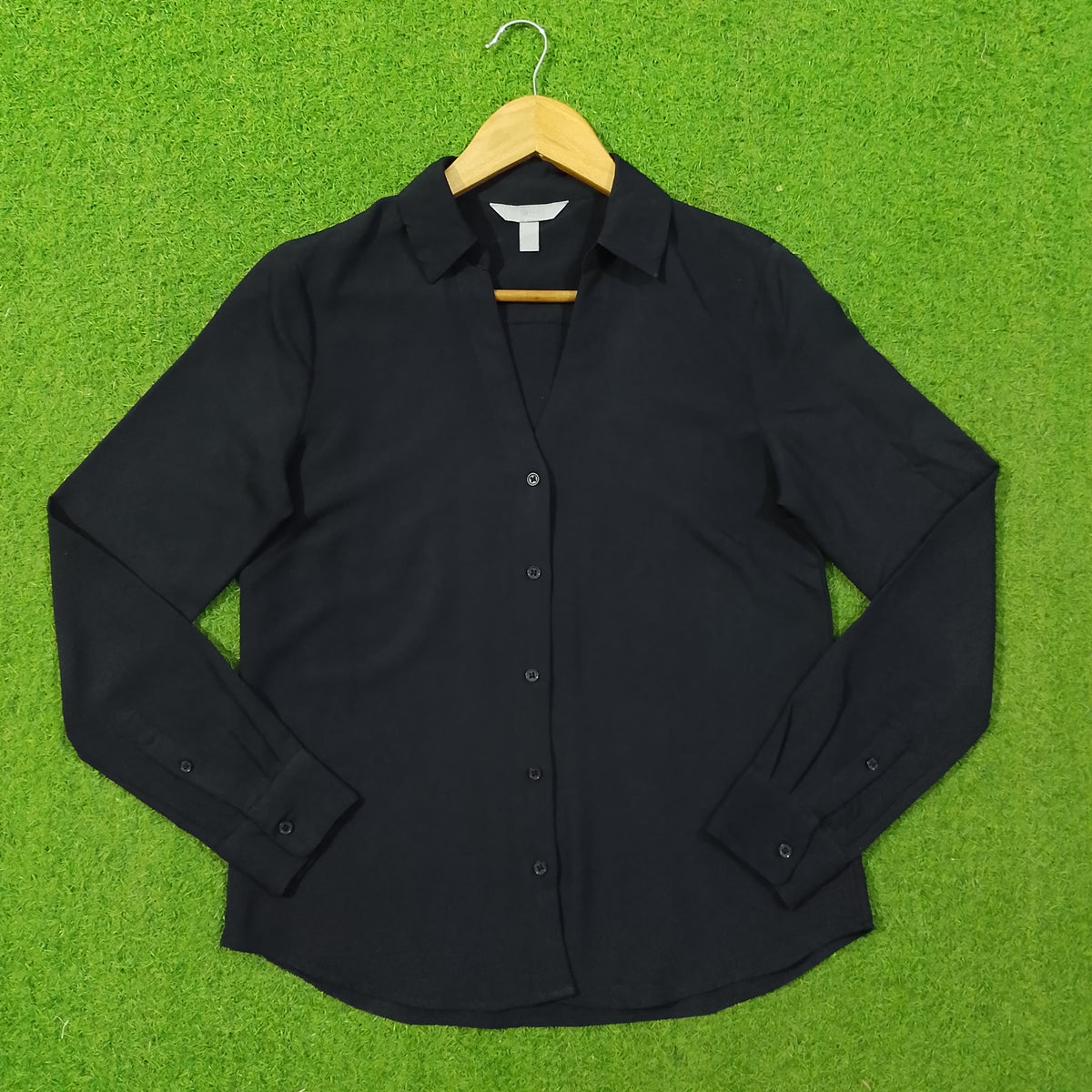 Black Button-Down Chiffon Shirt