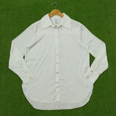 White Silk Full Sleeve Button-Down Shirt