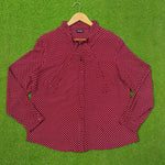 Maroon Polka Dot Chiffon Full Sleeve Shirt - Front