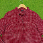Maroon Polka Dot Chiffon Full Sleeve Shirt - Detail