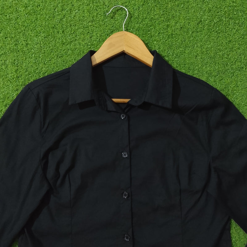Black Slim Fit Button-Down Shirt Made in Italy