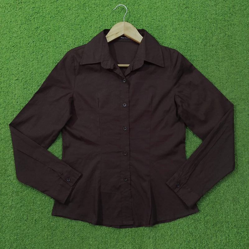 Dark brown button-down cotton shirt by Ucsitk
