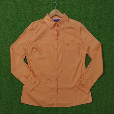 Peach button-down soft cotton shirt by Biaggini Violett - front view on hanger