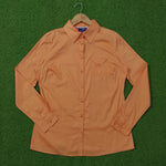 Peach button-down soft cotton shirt by Biaggini Violett - front view on hanger
