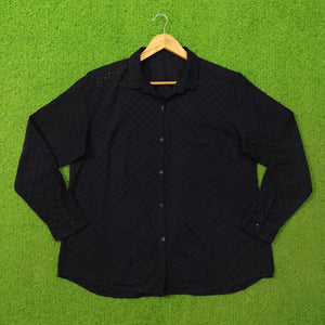 Black Eyelet Cotton Oversized Shirt