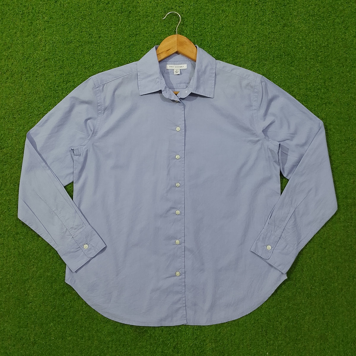 Blue button-down cotton shirt by Free Assembly