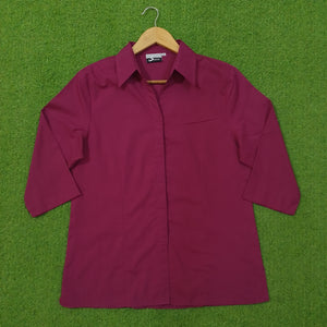 Magenta Hidden Button Collar Shirt - Size M