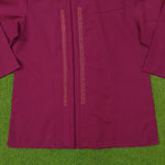 Magenta hidden button collar shirt by Scarell - back detail with tonal stitching