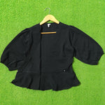 Black Peplum Puff Sleeve Top