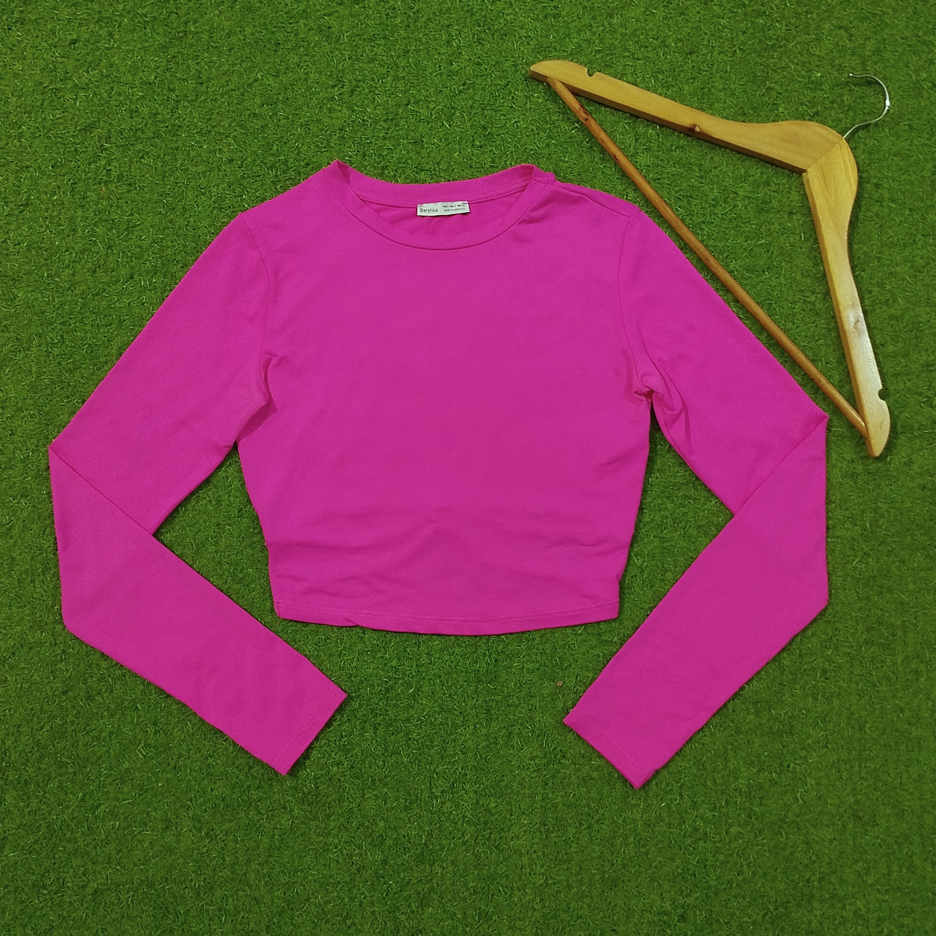 Magenta Pink Ring Detail Crop Top - Front View