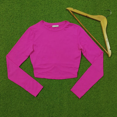 Magenta Pink Ring Detail Crop Top - Front View - alternate view