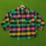 Multicolor Buffalo Check Flannel Button-Down Shirt - Front View