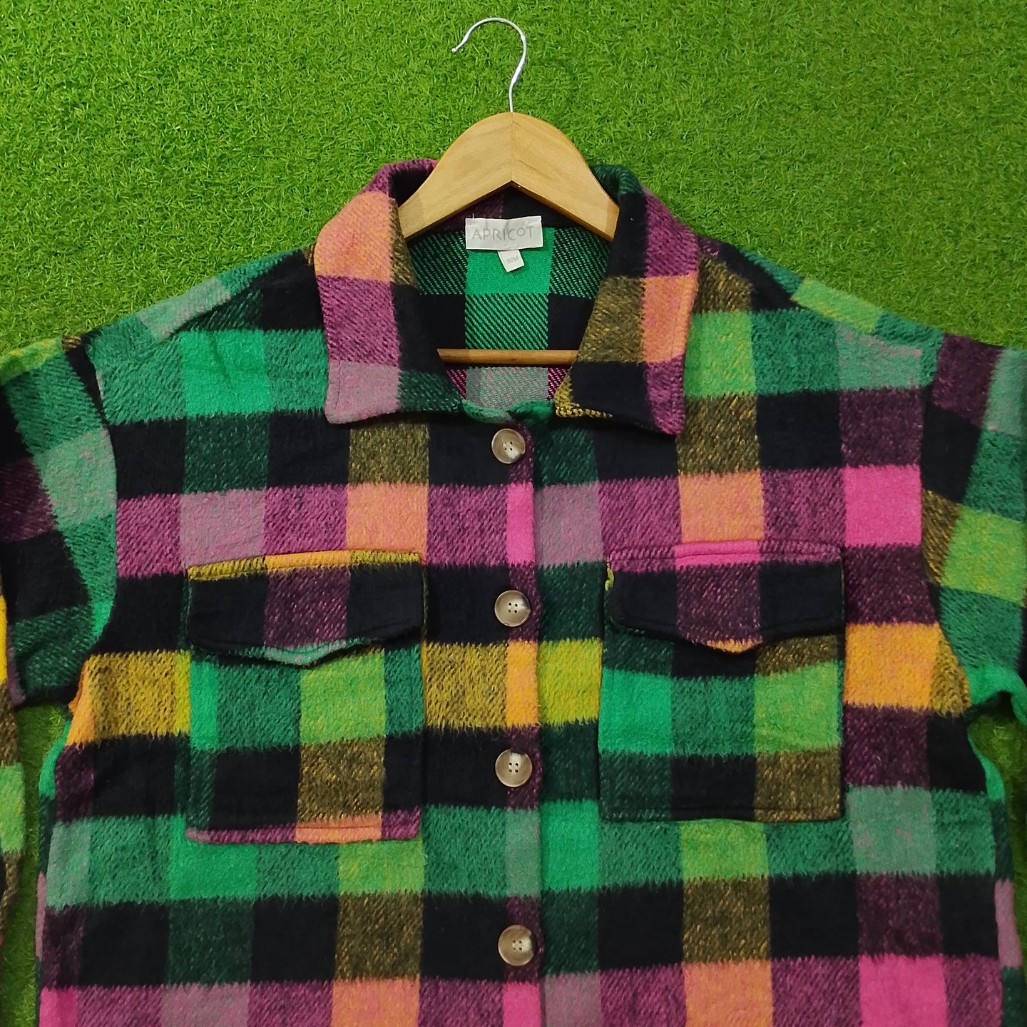Multicolor Buffalo Check Flannel Button-Down Shirt - Detail View