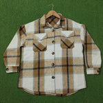 Beige Plaid Check Button-Down Shirt - Detail View