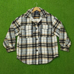 Cream Plaid Check Button-Down Shirt - Front View