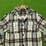 Cream Plaid Check Button-Down Shirt - Detail View