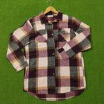 Multicolor Plaid Flannel Button-Down Shirt - Front View 3